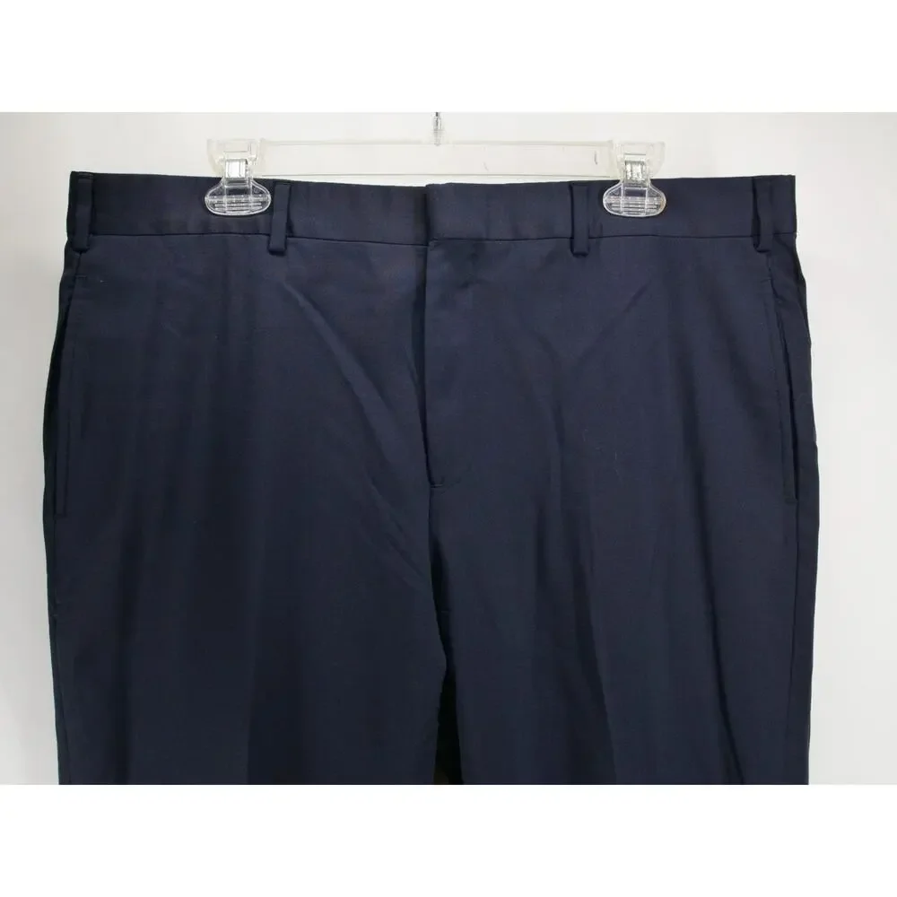 Brooks Brothers 1818 Regent Dress Pants Mens 38x30 Navy Blue Reda Flexo Wool